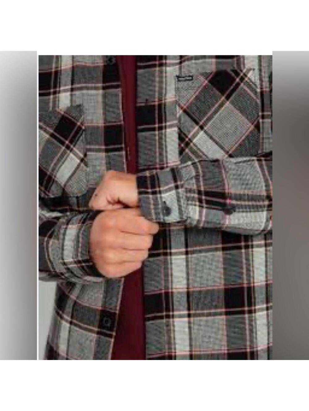 Volcom Black, Gray & Red-Trim Plaid Lightweight Shirt Jacket